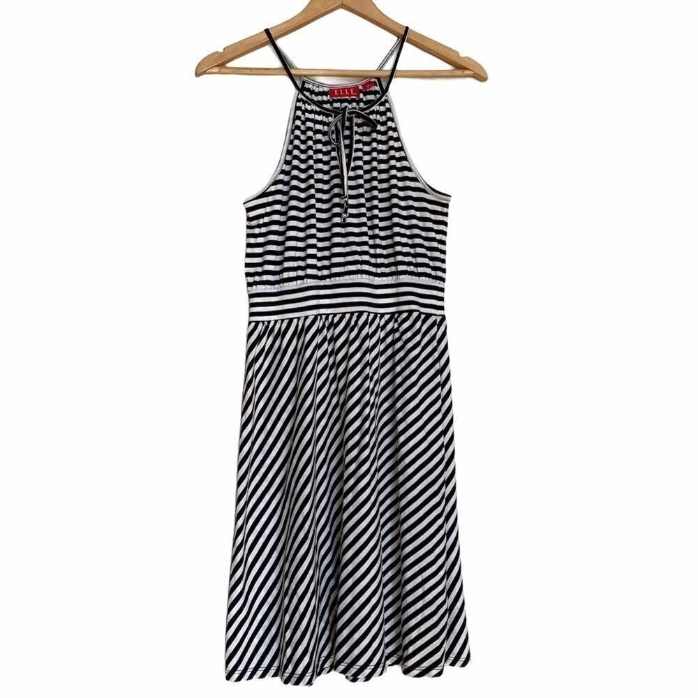 Elle Striped Halter Flare Dress